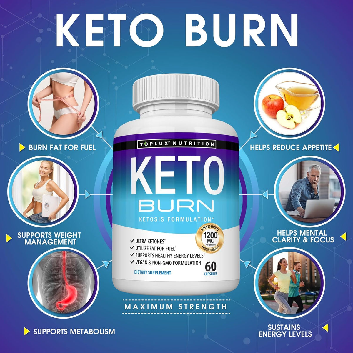 Keto Burn Pills Ketosis - 1200 Mg Ultra Advanced Natural Ketogenic Using Ketone Diet Support Energy Focus Men Women 60 Capsules-Shop