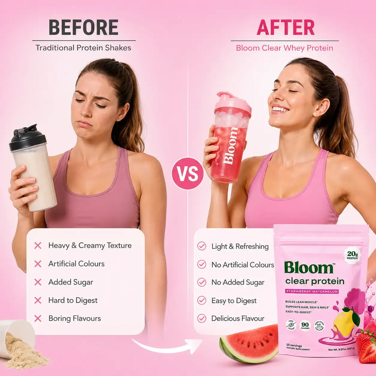 Bloom Nutrition Clear Protein - Clear Whey + Collagen Protein Blend | 20g Protein, 90 Calories, 0g Sugar, Light & Refreshing Fruity Drink | Protein for Women-Shop